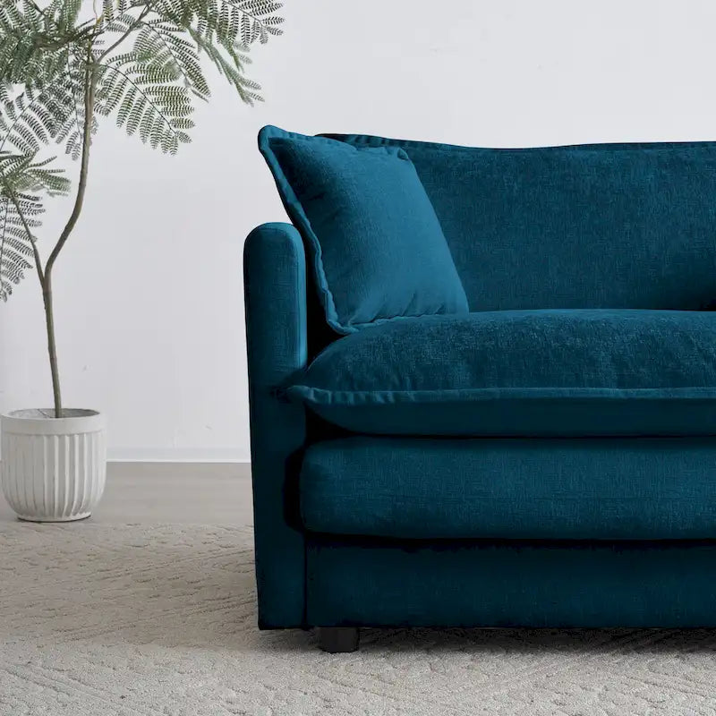 Conjunto de sofá de chenilla de 3 piezas con cojines para los brazos y cojines decorativos; incluye 2 sillones y un sofá de 2 plazas