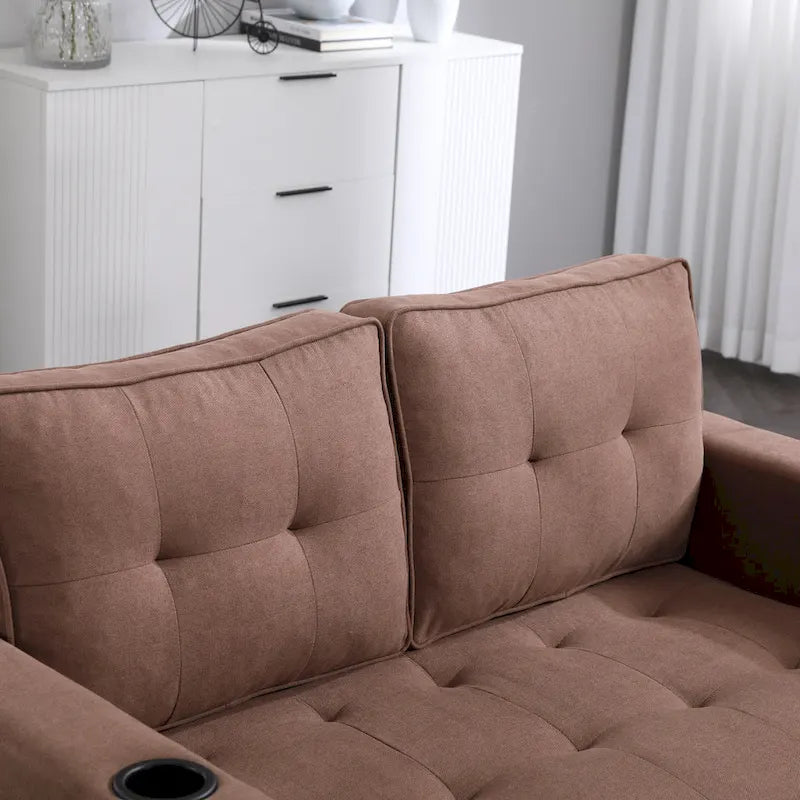 Divanetto pieghevole trapuntato con letto estraibile e tasche laterali