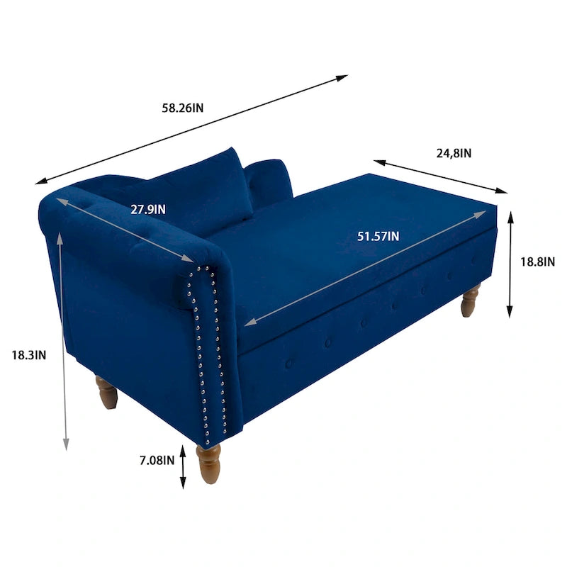 Chaise longue de terciopelo para interior con cojín