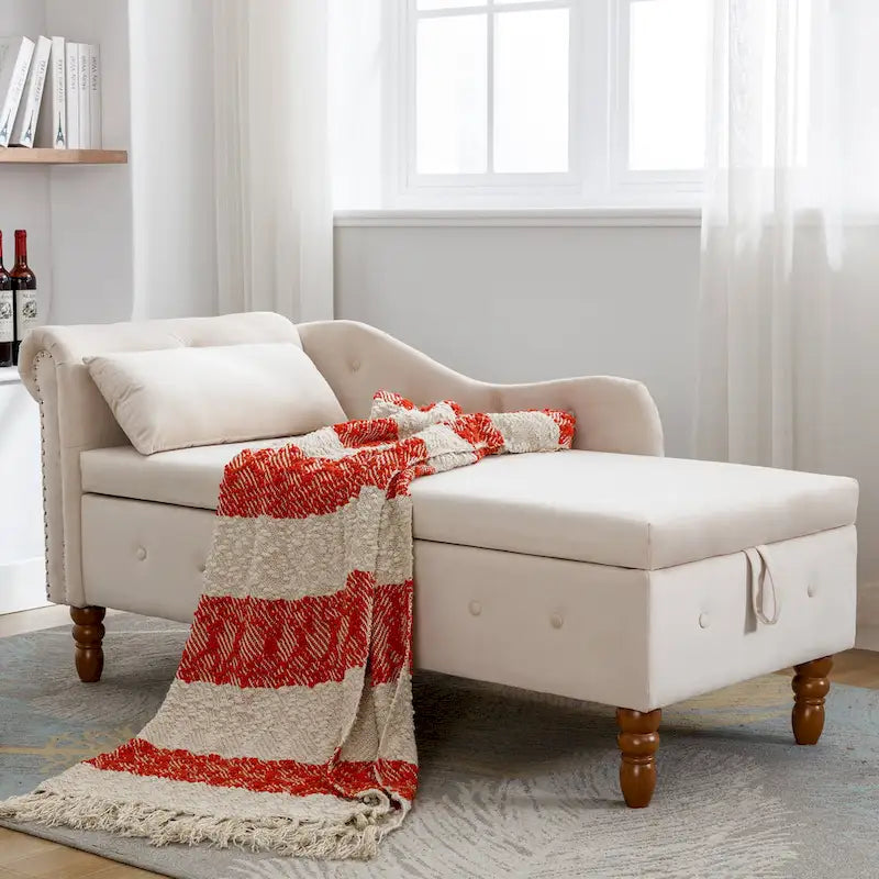 Chaise longue de terciopelo para interior con cojín