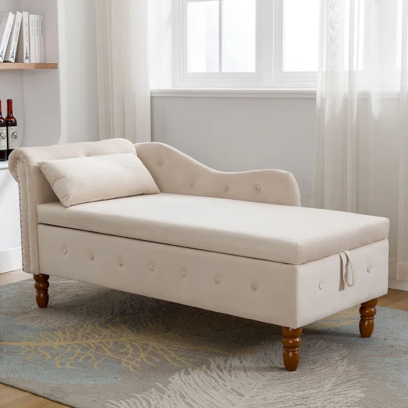 Chaise longue de terciopelo para interior con cojín