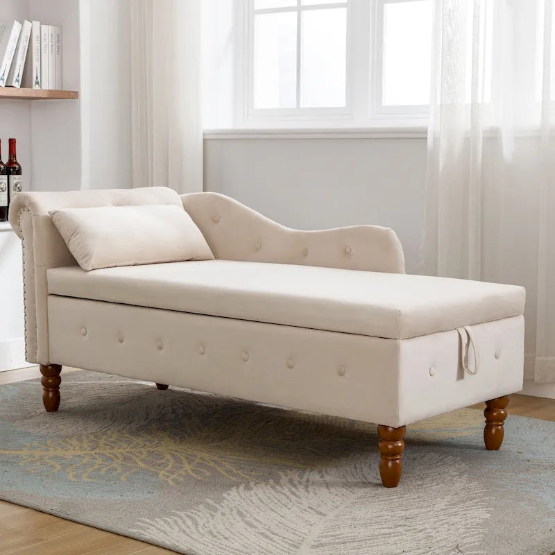 Chaise longue de terciopelo para interior con cojín