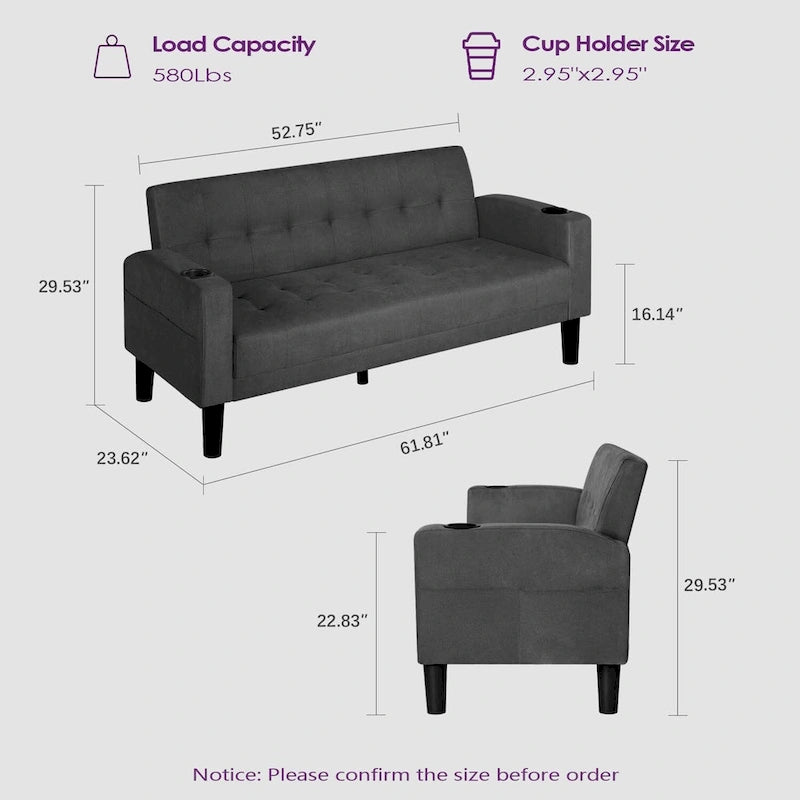 62-Zoll-Zweisitzer-Sofa aus Leinen mit modernem Polster