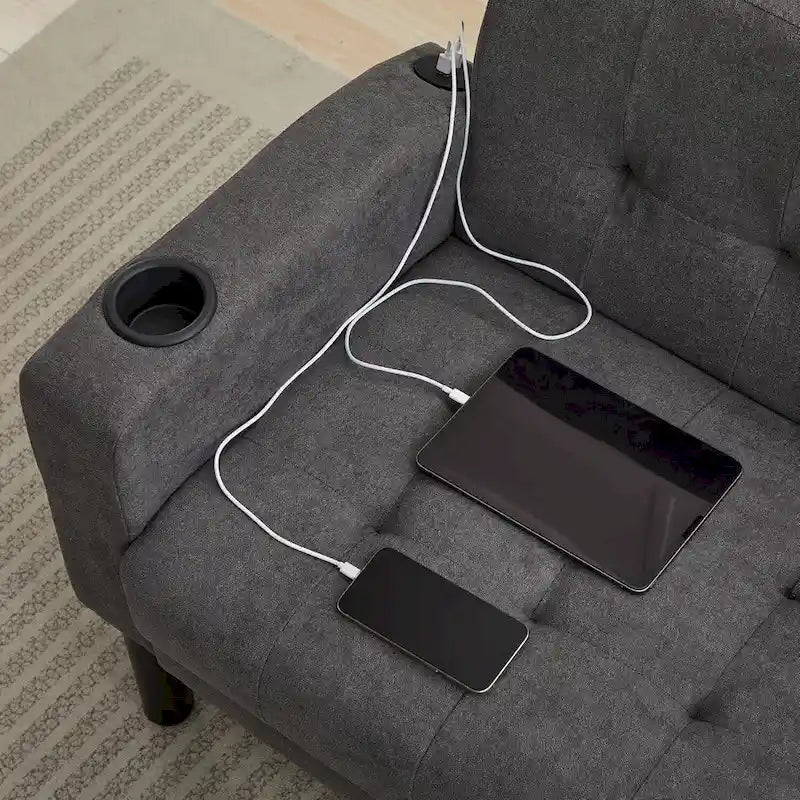 62-Zoll-Zweisitzer-Sofa aus Leinen mit modernem Polster