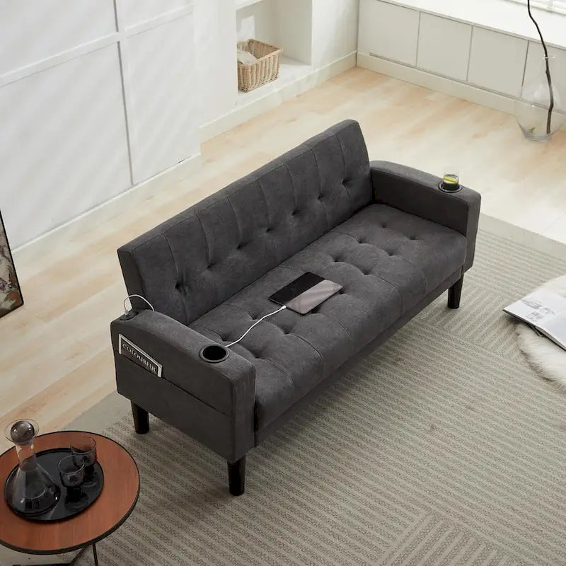 62-Zoll-Zweisitzer-Sofa aus Leinen mit modernem Polster