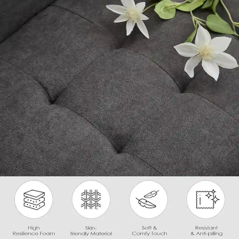 62-Zoll-Zweisitzer-Sofa aus Leinen mit modernem Polster