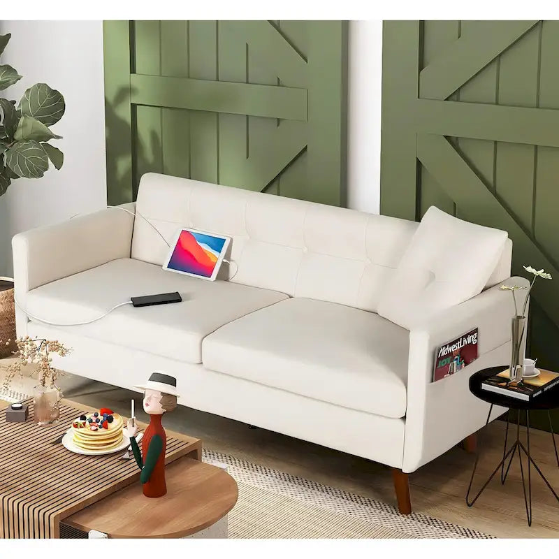 Moderne tweezitsbank van 65 inch met 2 USB-oplaadpoorten