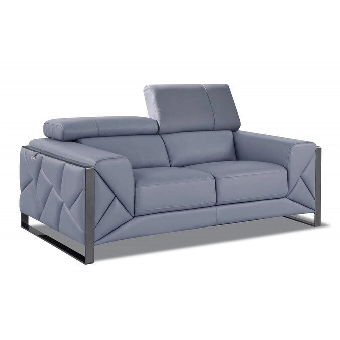 Sofá de dos plazas HomeRoots 75 de cuero italiano azul claro y negro
