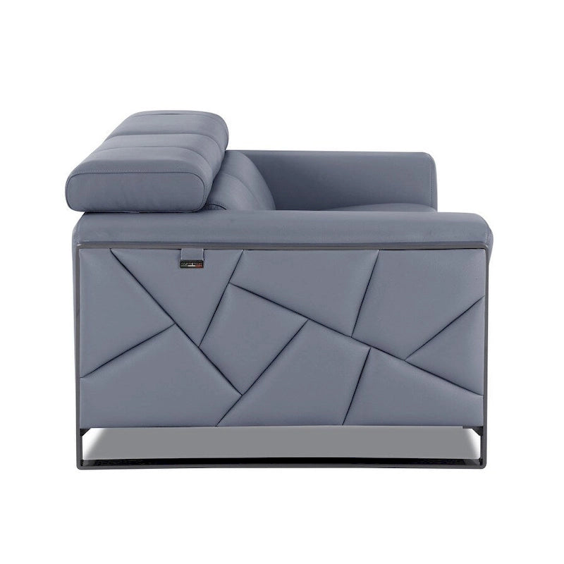 Sofá de dos plazas HomeRoots 75 de cuero italiano azul claro y negro
