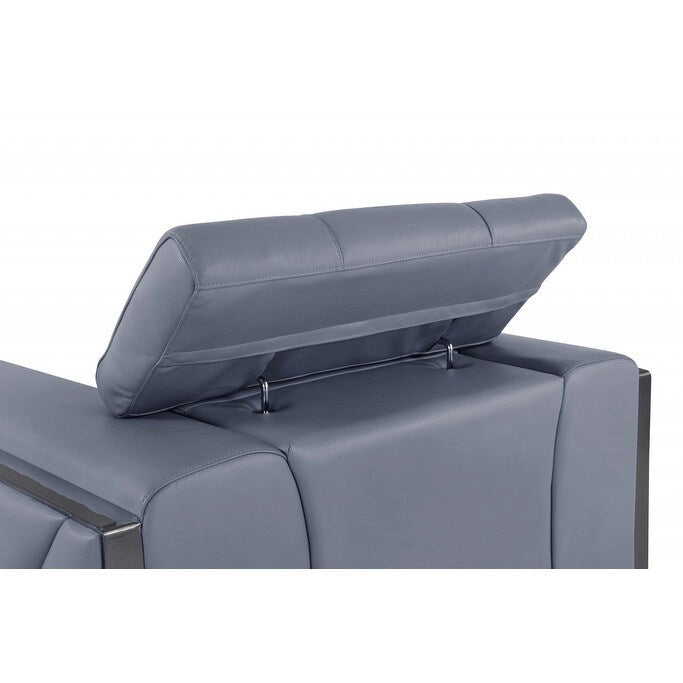 Sofá de dos plazas HomeRoots 75 de cuero italiano azul claro y negro
