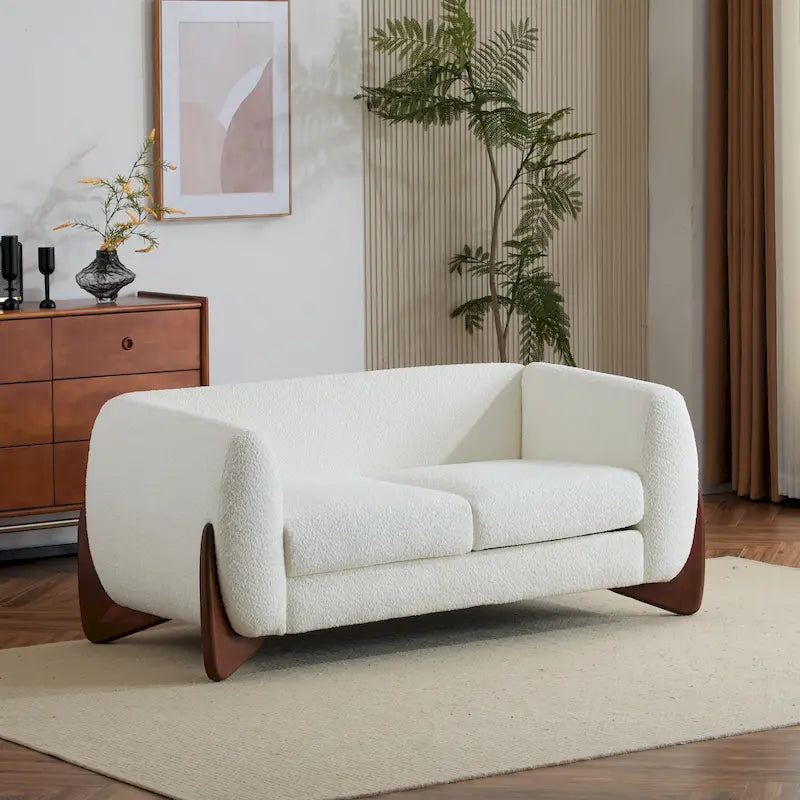 Tapicerowana sofa dwuosobowa z tkaniny boucle Alma marki Christopher Knight Home