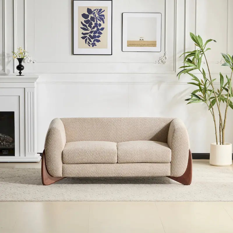Tapicerowana sofa dwuosobowa z tkaniny boucle Alma marki Christopher Knight Home