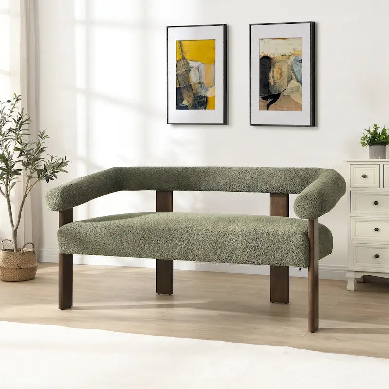 Loft loveseat met ronde armleuningen van rubberhout van Christopher Knight Home