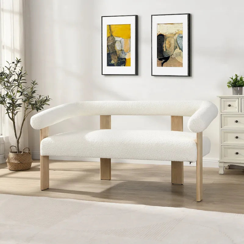 Loft loveseat met ronde armleuningen van rubberhout van Christopher Knight Home