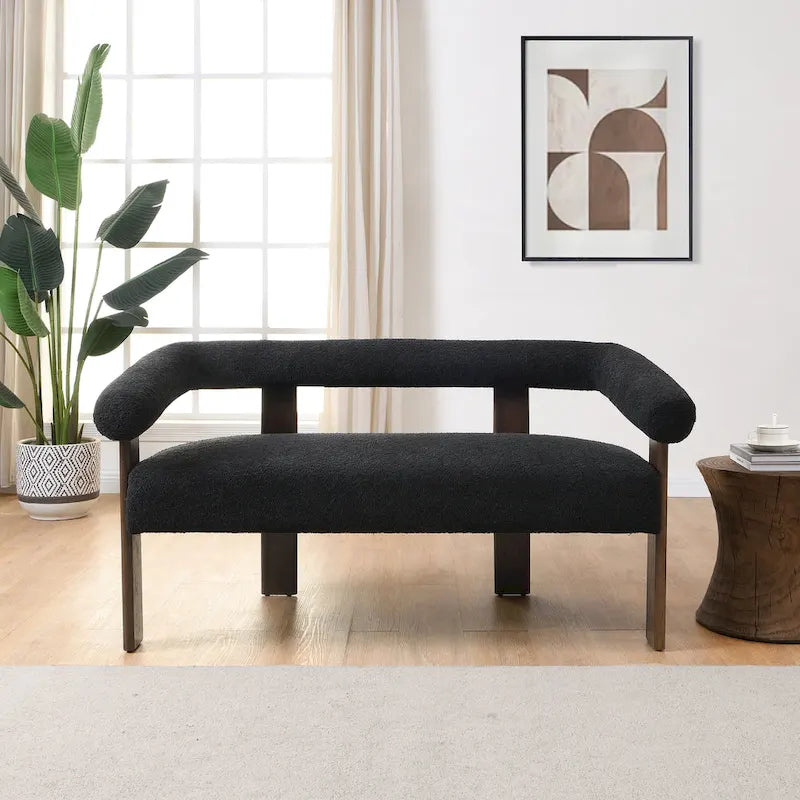 Loft loveseat met ronde armleuningen van rubberhout van Christopher Knight Home