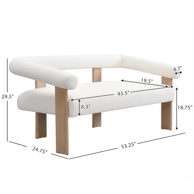 Loft loveseat met ronde armleuningen van rubberhout van Christopher Knight Home