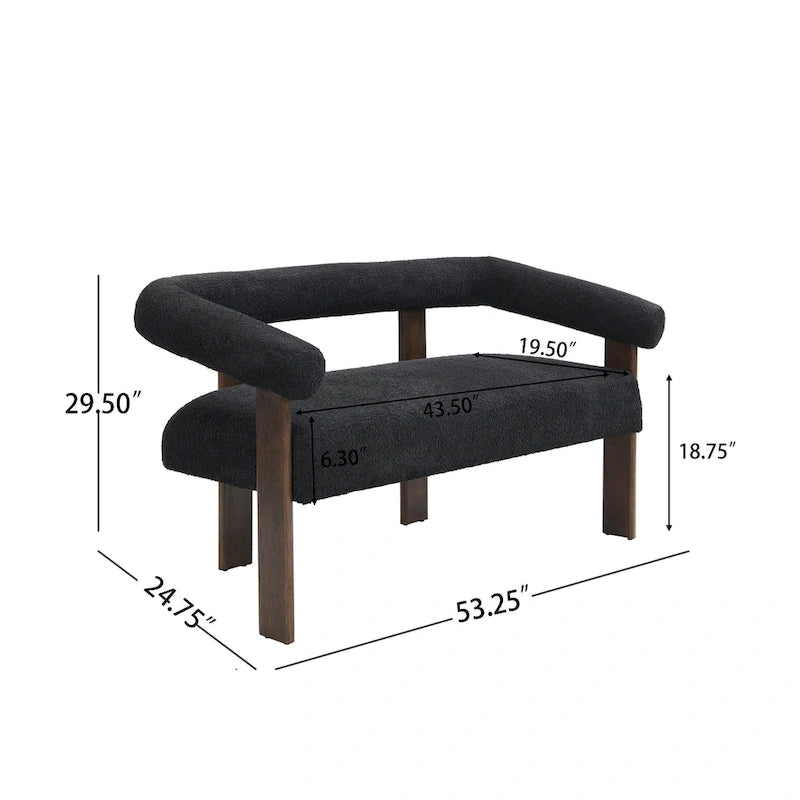 Loft loveseat met ronde armleuningen van rubberhout van Christopher Knight Home