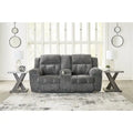Signature Design by Ashley Frohn, zweisitziges Sofa mit zwei Relaxfunktionen und Konsole – 80W x 40D x 42H