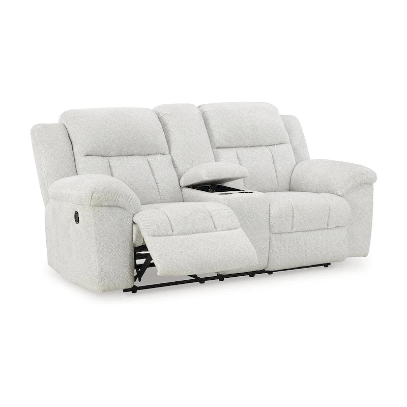 Signature Design by Ashley Frohn, zweisitziges Sofa mit zwei Relaxfunktionen und Konsole – 80W x 40D x 42H