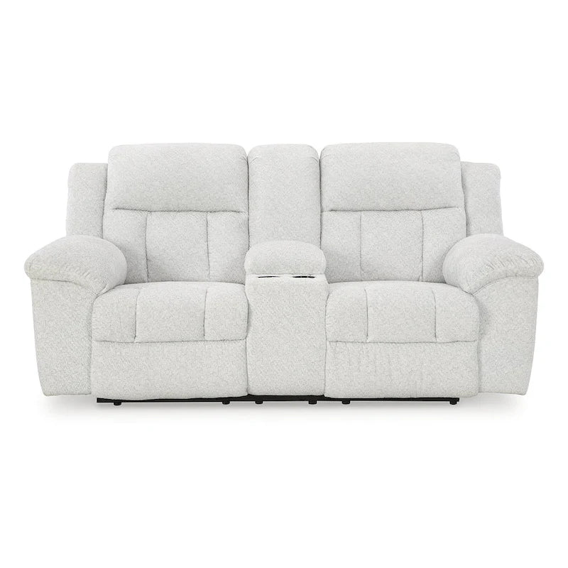Signature Design by Ashley Frohn, zweisitziges Sofa mit zwei Relaxfunktionen und Konsole – 80W x 40D x 42H