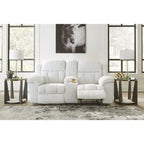 Signature Design by Ashley Frohn, zweisitziges Sofa mit zwei Relaxfunktionen und Konsole – 80W x 40D x 42H