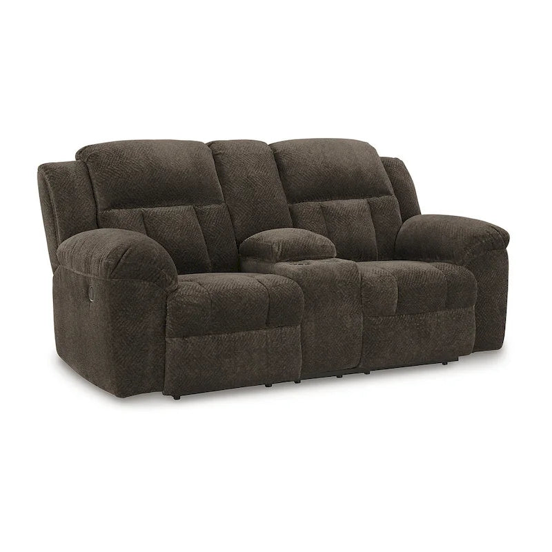 Signature Design by Ashley Frohn, zweisitziges Sofa mit zwei Relaxfunktionen und Konsole – 80W x 40D x 42H