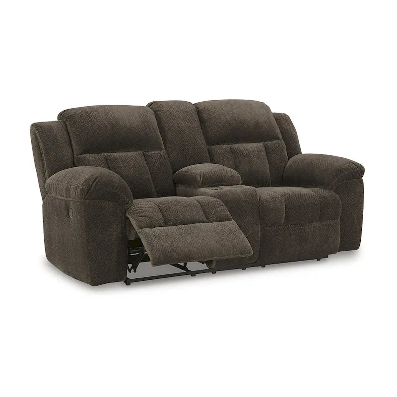 Signature Design by Ashley Frohn, zweisitziges Sofa mit zwei Relaxfunktionen und Konsole – 80W x 40D x 42H