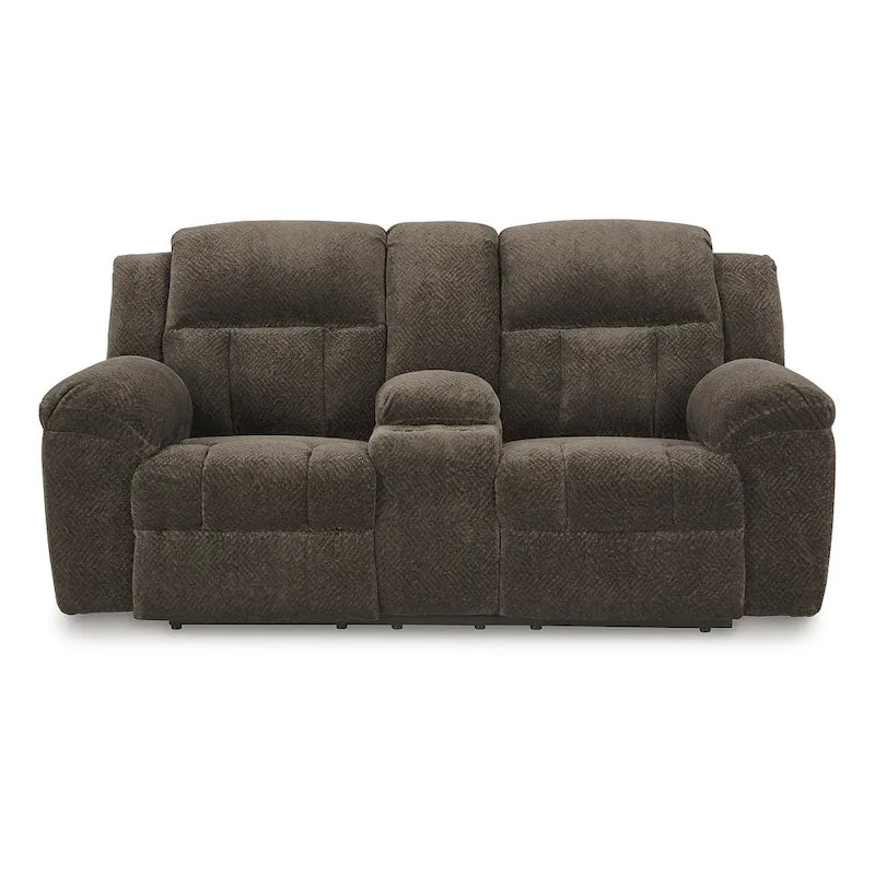 Signature Design by Ashley Frohn, zweisitziges Sofa mit zwei Relaxfunktionen und Konsole – 80W x 40D x 42H