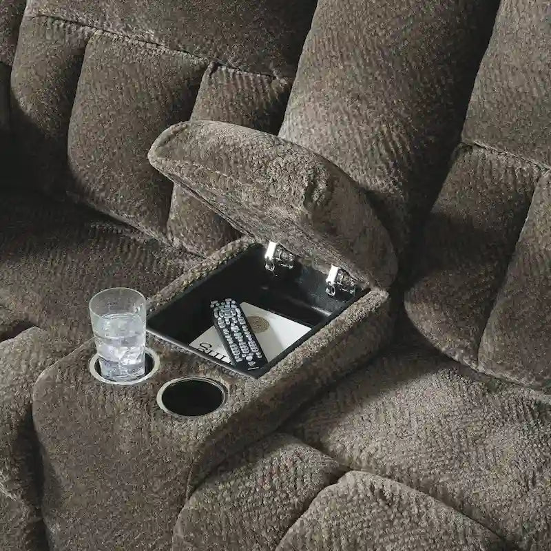 Signature Design by Ashley Frohn, zweisitziges Sofa mit zwei Relaxfunktionen und Konsole – 80W x 40D x 42H