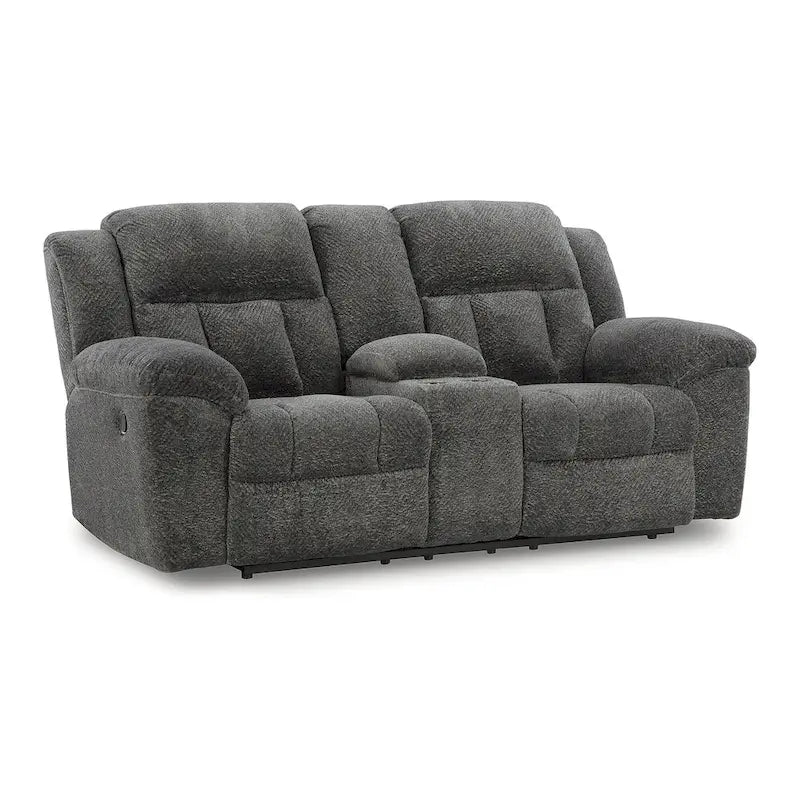 Signature Design by Ashley Frohn, zweisitziges Sofa mit zwei Relaxfunktionen und Konsole – 80W x 40D x 42H