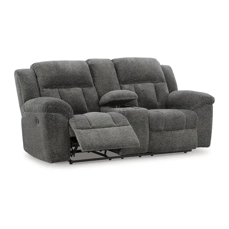 Signature Design by Ashley Frohn, zweisitziges Sofa mit zwei Relaxfunktionen und Konsole – 80W x 40D x 42H