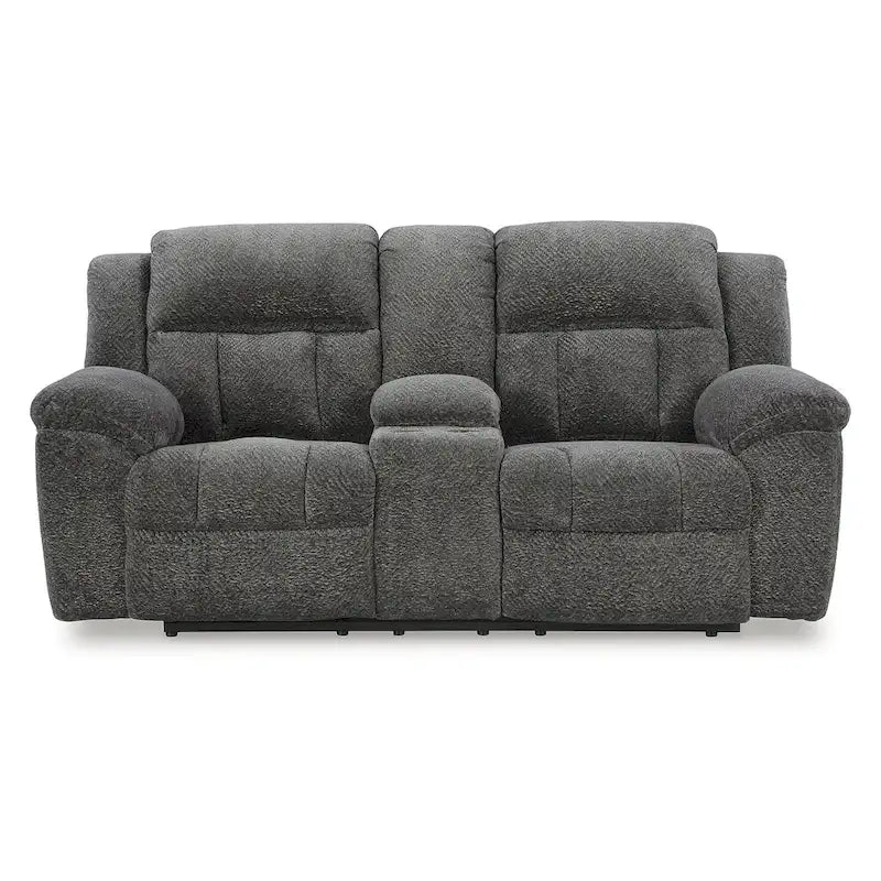 Signature Design by Ashley Frohn, zweisitziges Sofa mit zwei Relaxfunktionen und Konsole – 80W x 40D x 42H