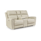 Signature Design by Ashley Dahlmoore beigefarbener elektrischer Relax-Loveseat mit Konsole – 76 W x 42 D x 40 H