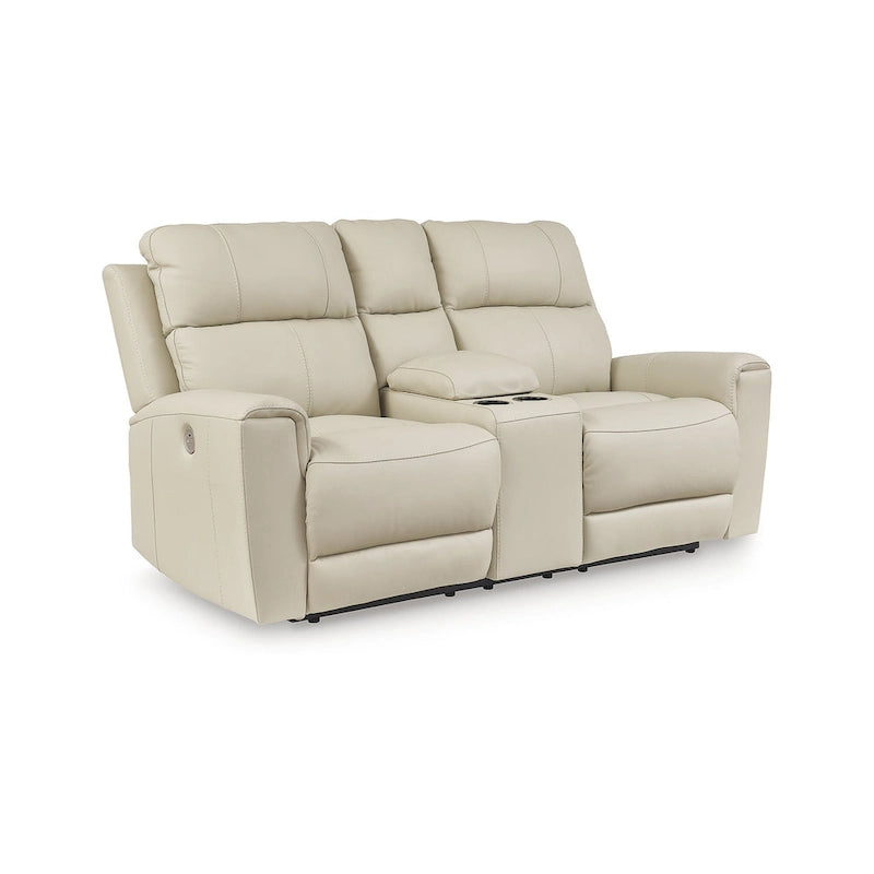 Signature Design by Ashley Dahlmoore beigefarbener elektrischer Relax-Loveseat mit Konsole – 76 W x 42 D x 40 H