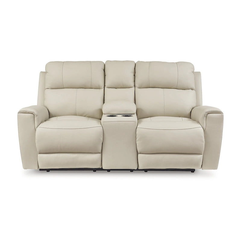Signature Design by Ashley Dahlmoore beigefarbener elektrischer Relax-Loveseat mit Konsole – 76 W x 42 D x 40 H