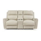Signature Design by Ashley Dahlmoore beigefarbener elektrischer Relax-Loveseat mit Konsole – 76 W x 42 D x 40 H