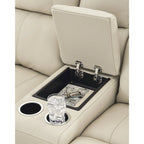Signature Design by Ashley Dahlmoore beigefarbener elektrischer Relax-Loveseat mit Konsole – 76 W x 42 D x 40 H