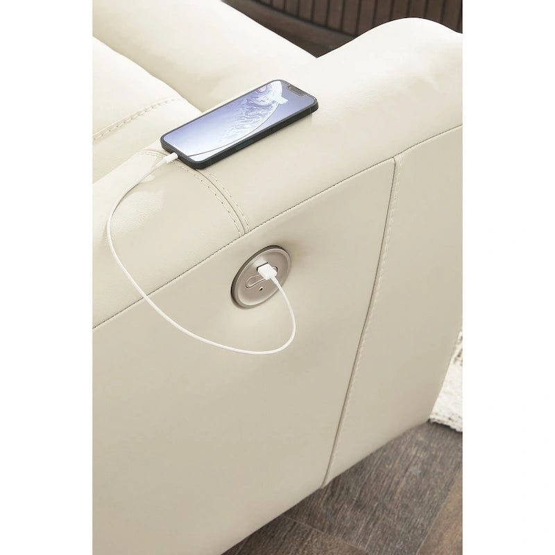 Signature Design by Ashley Dahlmoore beigefarbener elektrischer Relax-Loveseat mit Konsole – 76 W x 42 D x 40 H