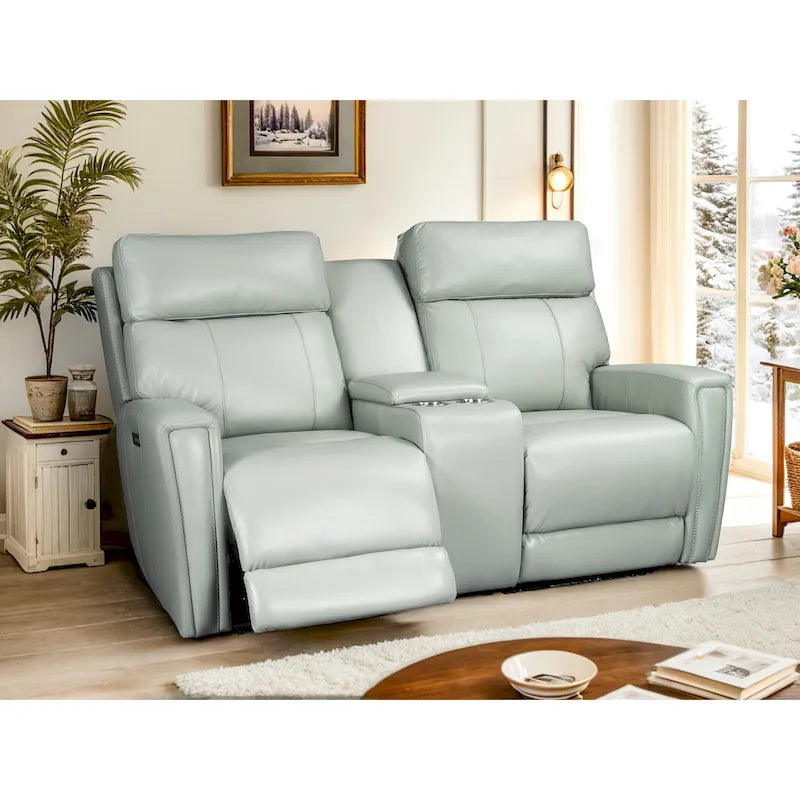 71.5-calowa skórzana elektryczna sofa dwuosobowa Zero Gravity z zagłówkiem, portami USB i USB-C