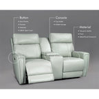 71.5-calowa skórzana elektryczna sofa dwuosobowa Zero Gravity z zagłówkiem, portami USB i USB-C