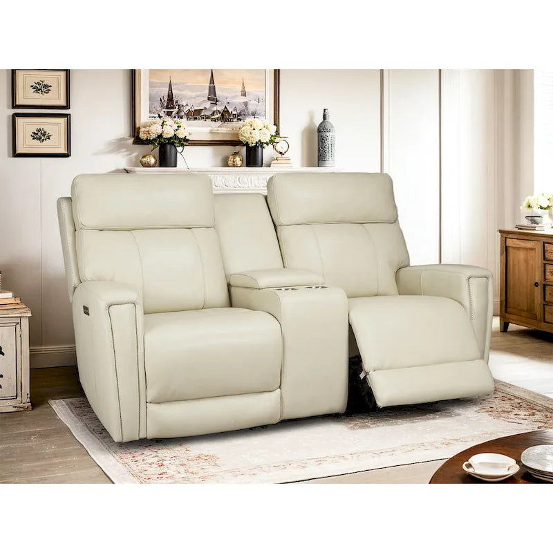 71.5-calowa skórzana elektryczna sofa dwuosobowa Zero Gravity z zagłówkiem, portami USB i USB-C