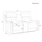 71.5-calowa skórzana elektryczna sofa dwuosobowa Zero Gravity z zagłówkiem, portami USB i USB-C