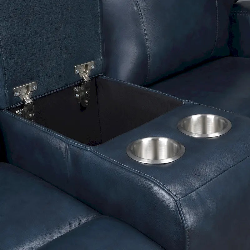 71.5-calowa skórzana elektryczna sofa dwuosobowa Zero Gravity z zagłówkiem, portami USB i USB-C