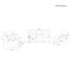 Juego de sofá reclinable eléctrico de cuero de 3 piezas con gravedad cero, reposacabezas y soporte lumbar eléctricos, puertos USB y USB-C