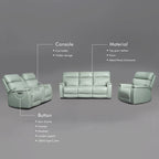 Juego de sofá reclinable eléctrico de cuero de 3 piezas con gravedad cero, reposacabezas y soporte lumbar eléctricos, puertos USB y USB-C