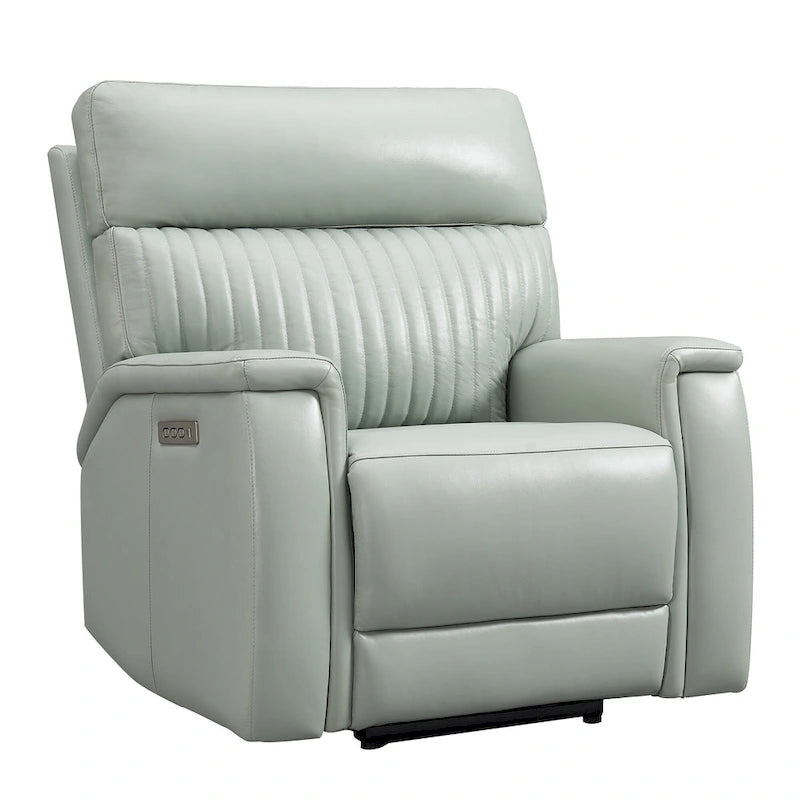 Juego de sofá reclinable eléctrico de cuero de 3 piezas con gravedad cero, reposacabezas y soporte lumbar eléctricos, puertos USB y USB-C