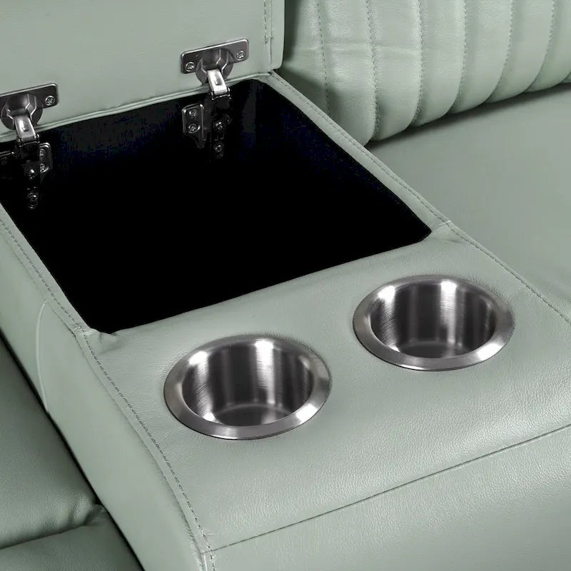 Juego de sofá reclinable eléctrico de cuero de 3 piezas con gravedad cero, reposacabezas y soporte lumbar eléctricos, puertos USB y USB-C