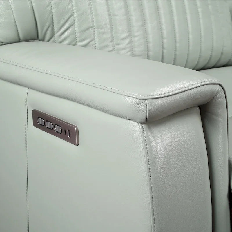 Juego de sofá reclinable eléctrico de cuero de 3 piezas con gravedad cero, reposacabezas y soporte lumbar eléctricos, puertos USB y USB-C