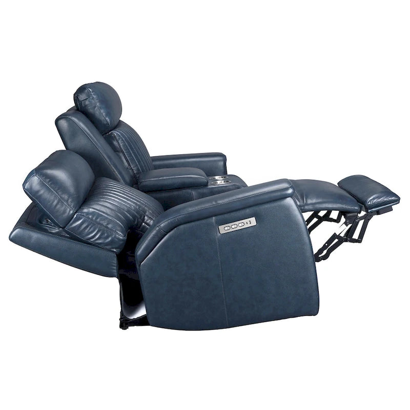 Juego de sofá reclinable eléctrico de cuero de 3 piezas con gravedad cero, reposacabezas y soporte lumbar eléctricos, puertos USB y USB-C