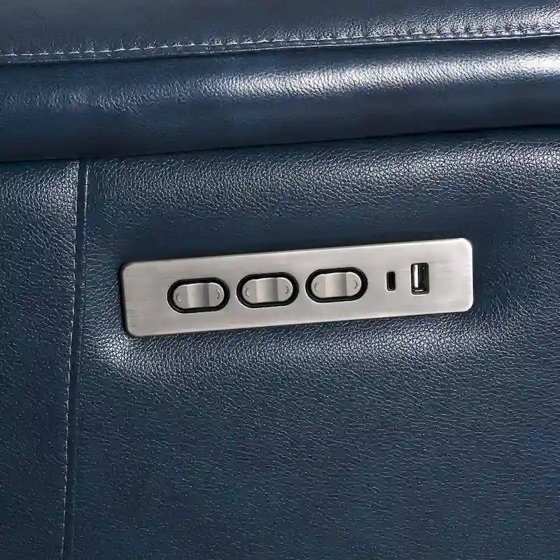 Juego de sofá reclinable eléctrico de cuero de 3 piezas con gravedad cero, reposacabezas y soporte lumbar eléctricos, puertos USB y USB-C